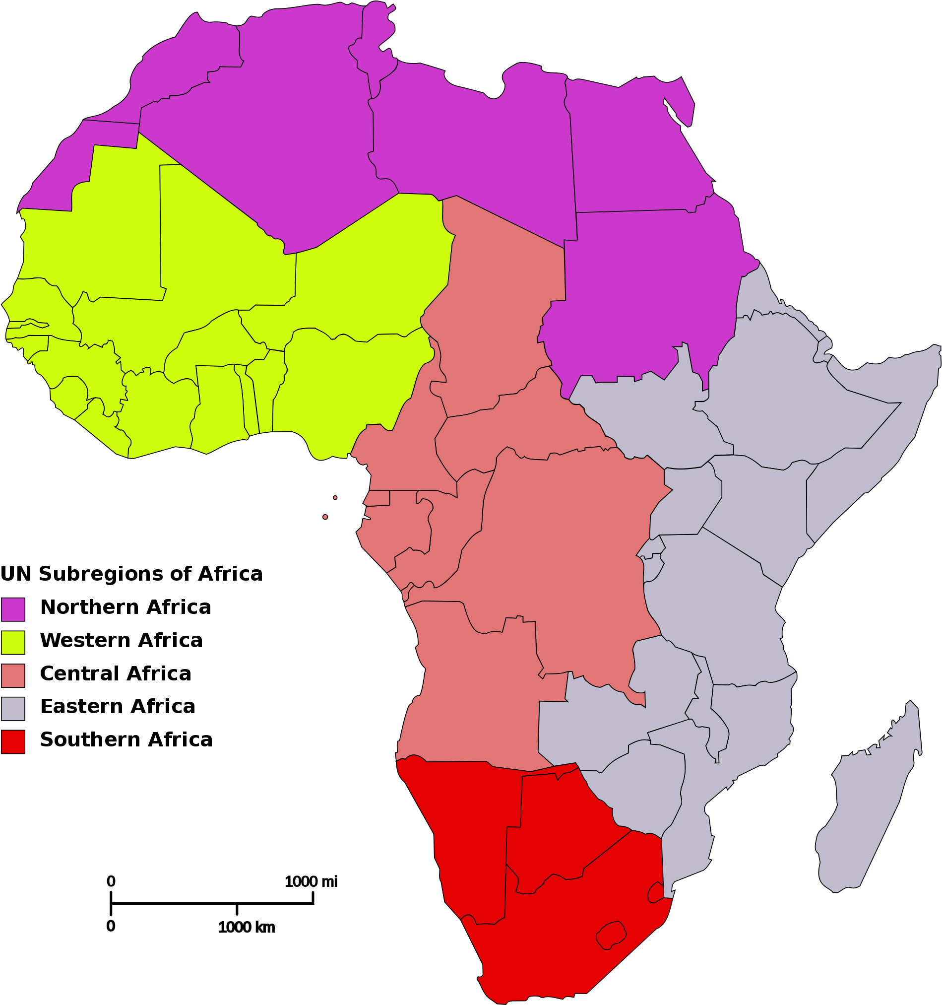 A Map Of Africa With Different Colored States