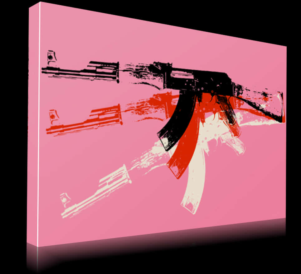 A Pink Box With A Picture Of Guns