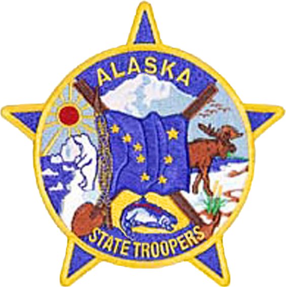 A Blue And Yellow Badge With A Flag And A Moose