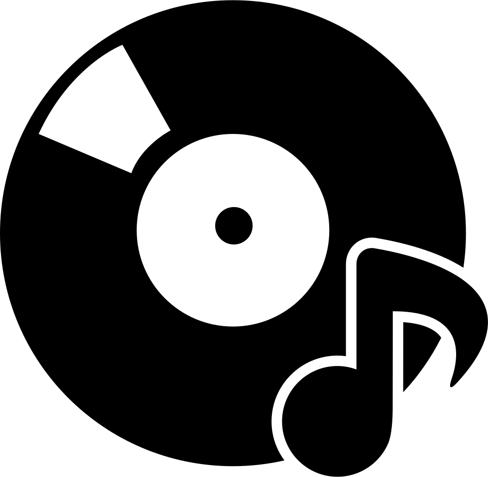 A Black And White Image Of A Cd With A Music Note