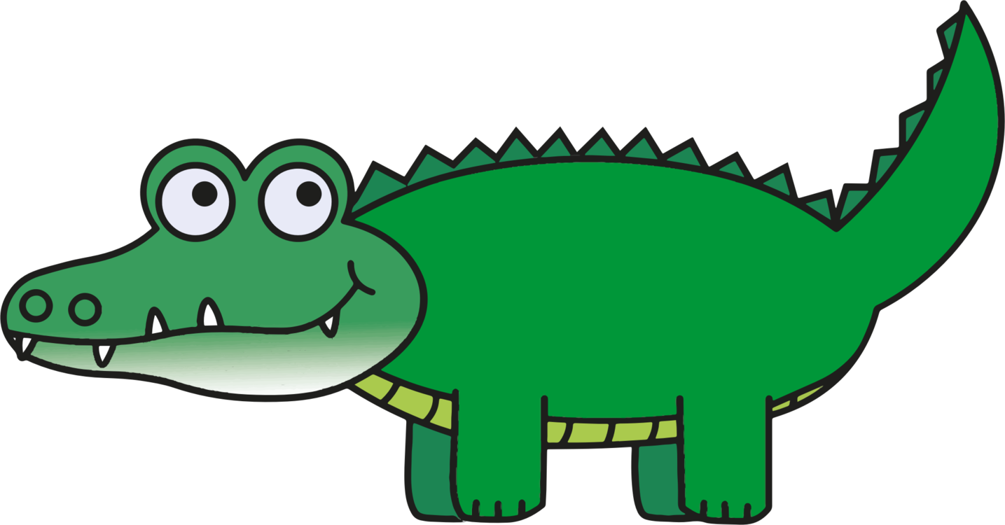 A Cartoon Of A Green Crocodile