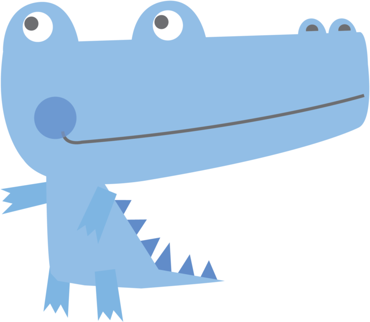 A Cartoon Of A Blue Crocodile