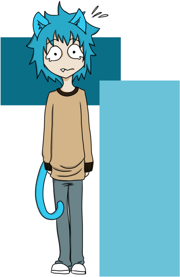 A Cartoon Of A Boy With Blue Hair