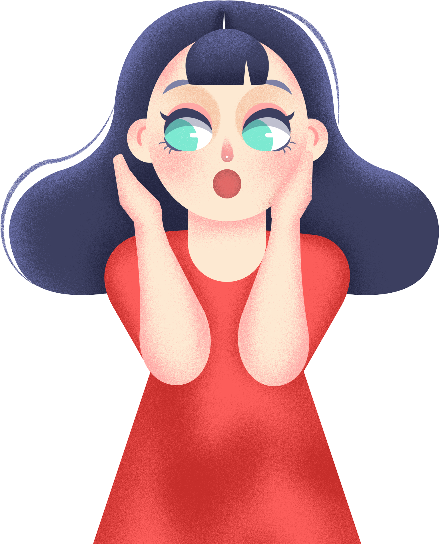 A Cartoon Of A Girl With Her Hands On Her Face