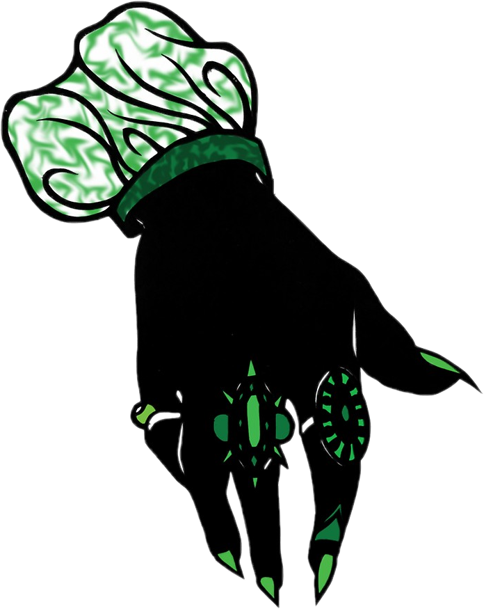 A Black And Green Animal With A Hat