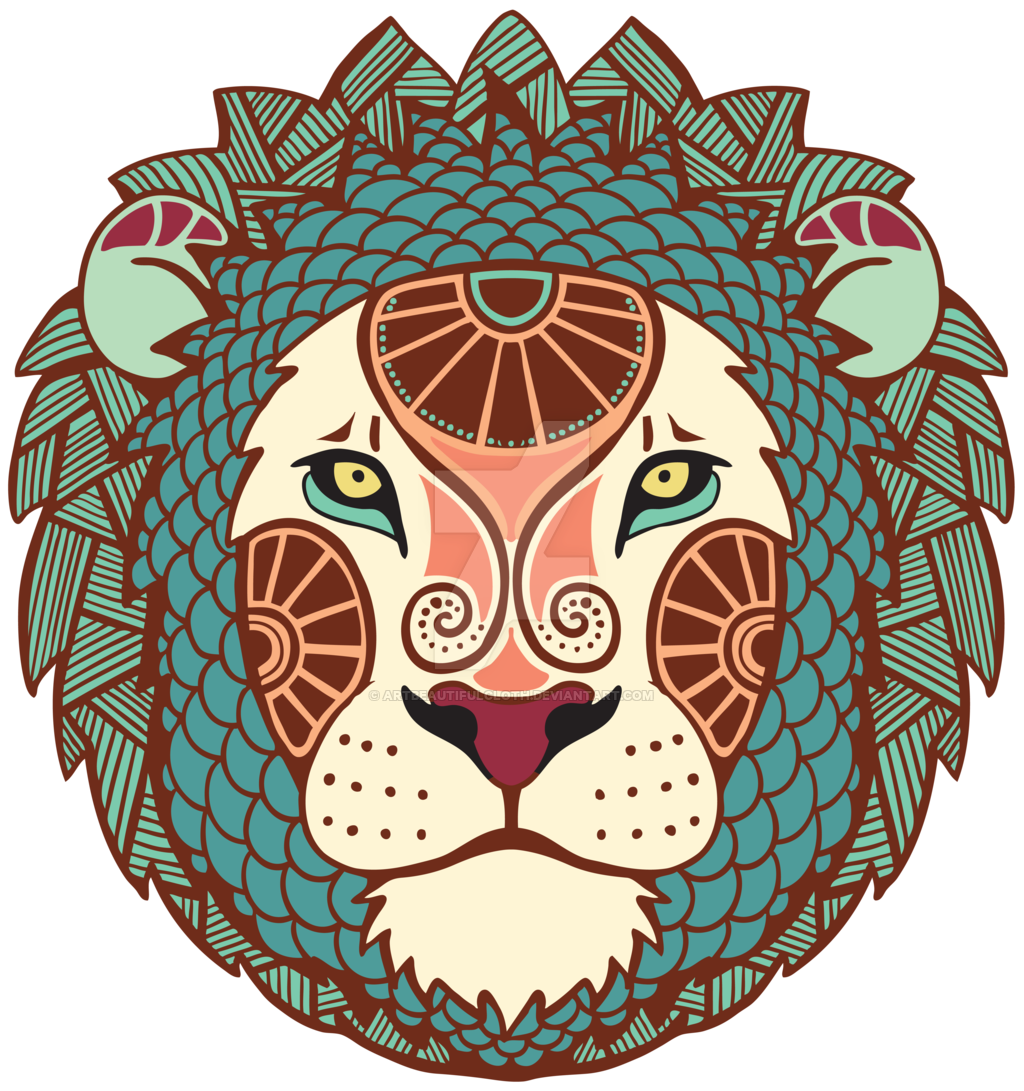 A Lion Head With A Pattern On It