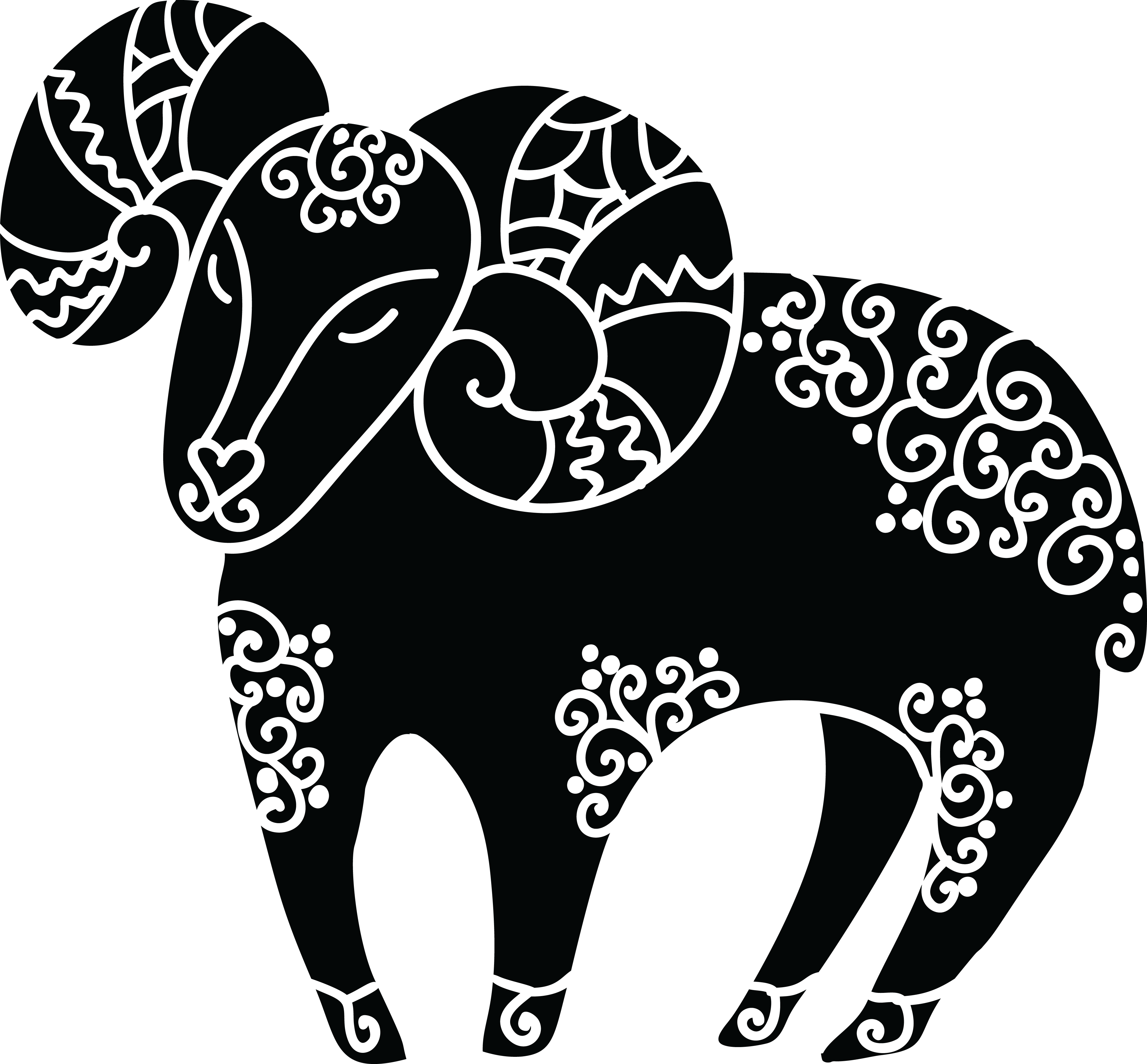 A Black Drawing Of A Ram