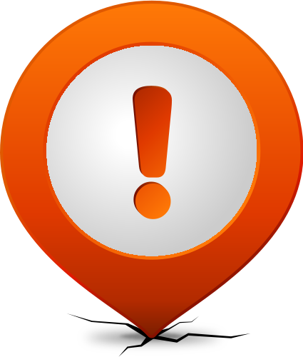 An Orange And White Sign With A Exclamation Mark