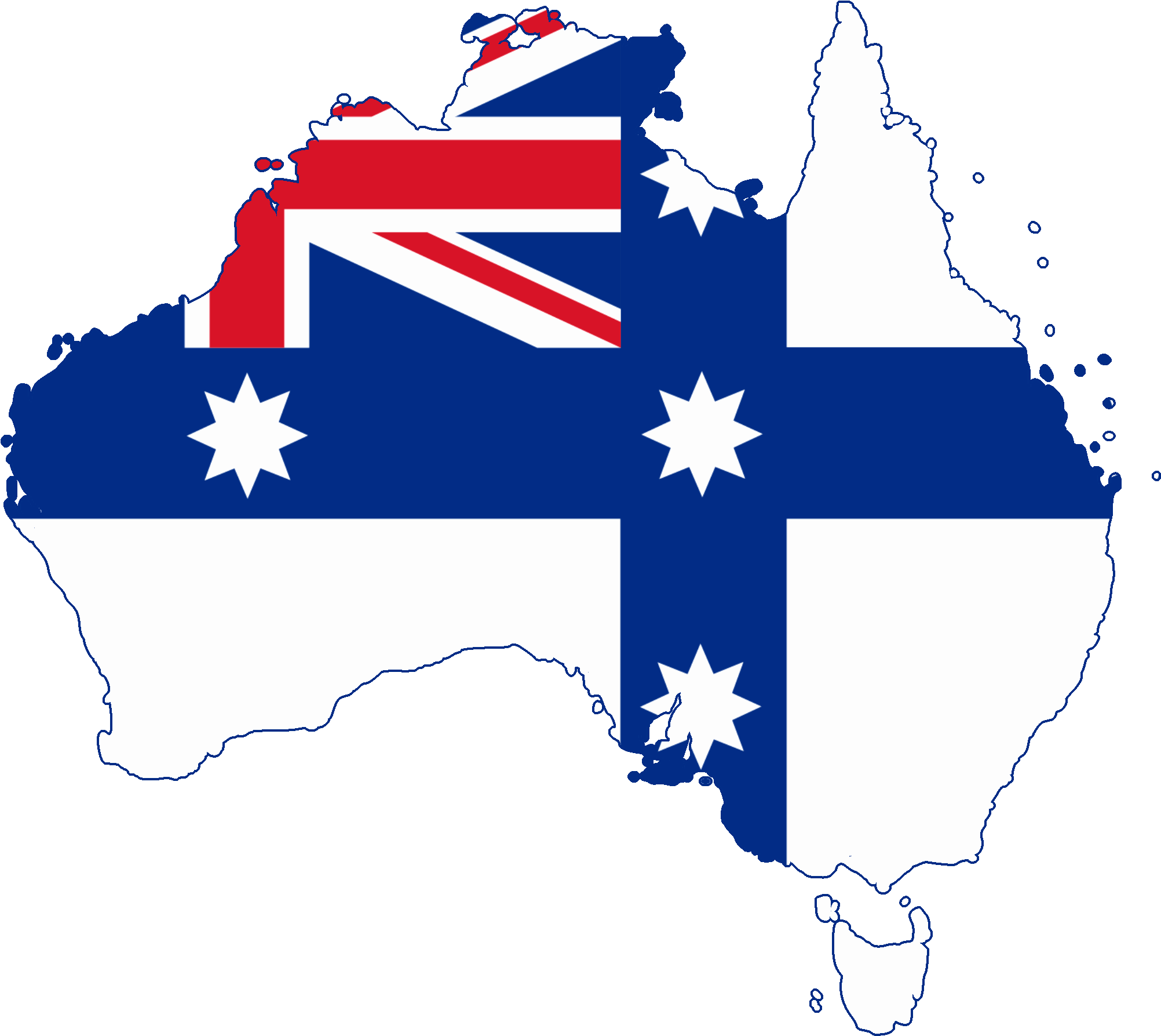 A Map Of Australia With Flag