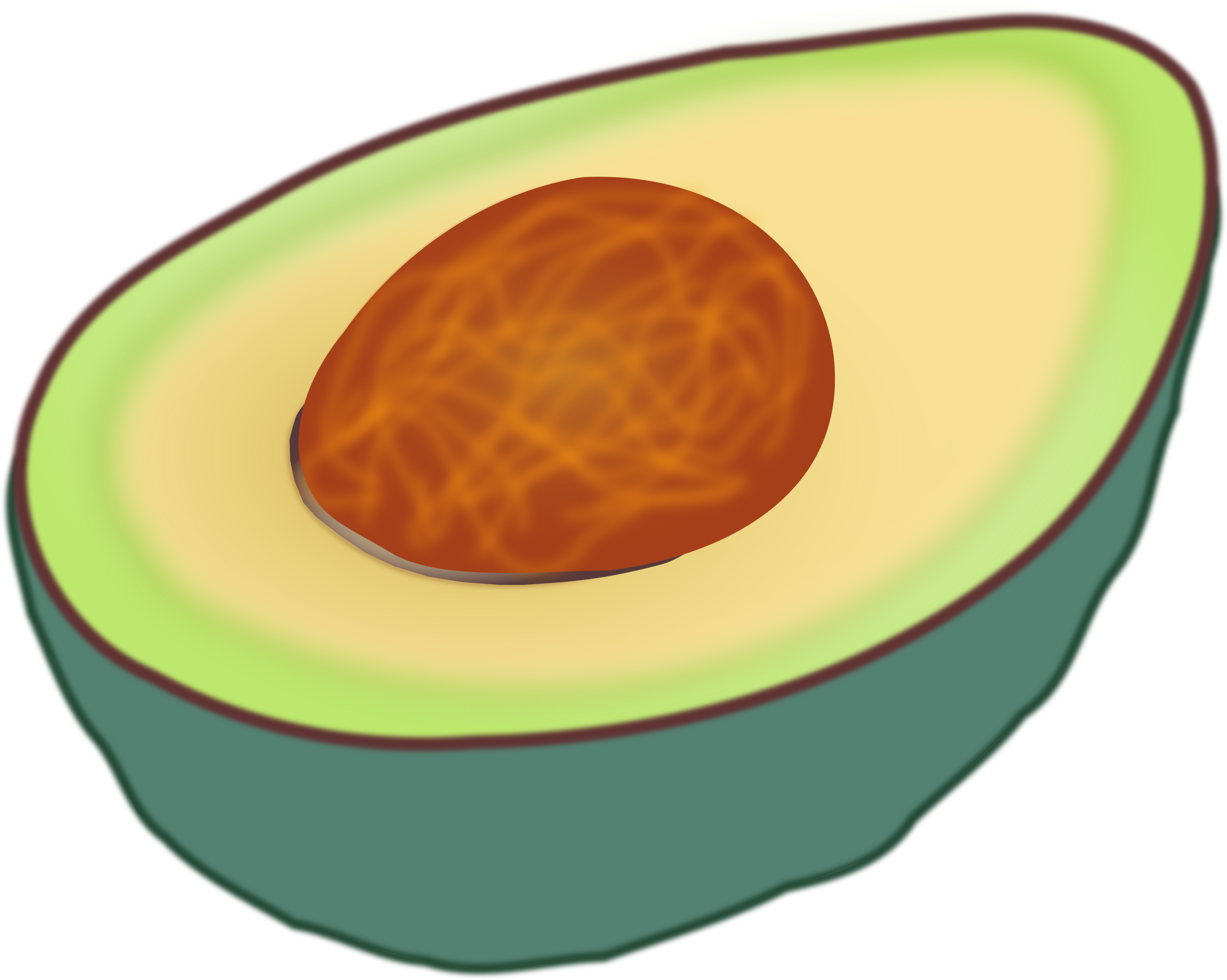 A Half Of An Avocado With A Brown Seed Inside