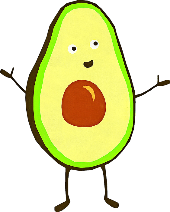 A Cartoon Avocado With A Face And Hands