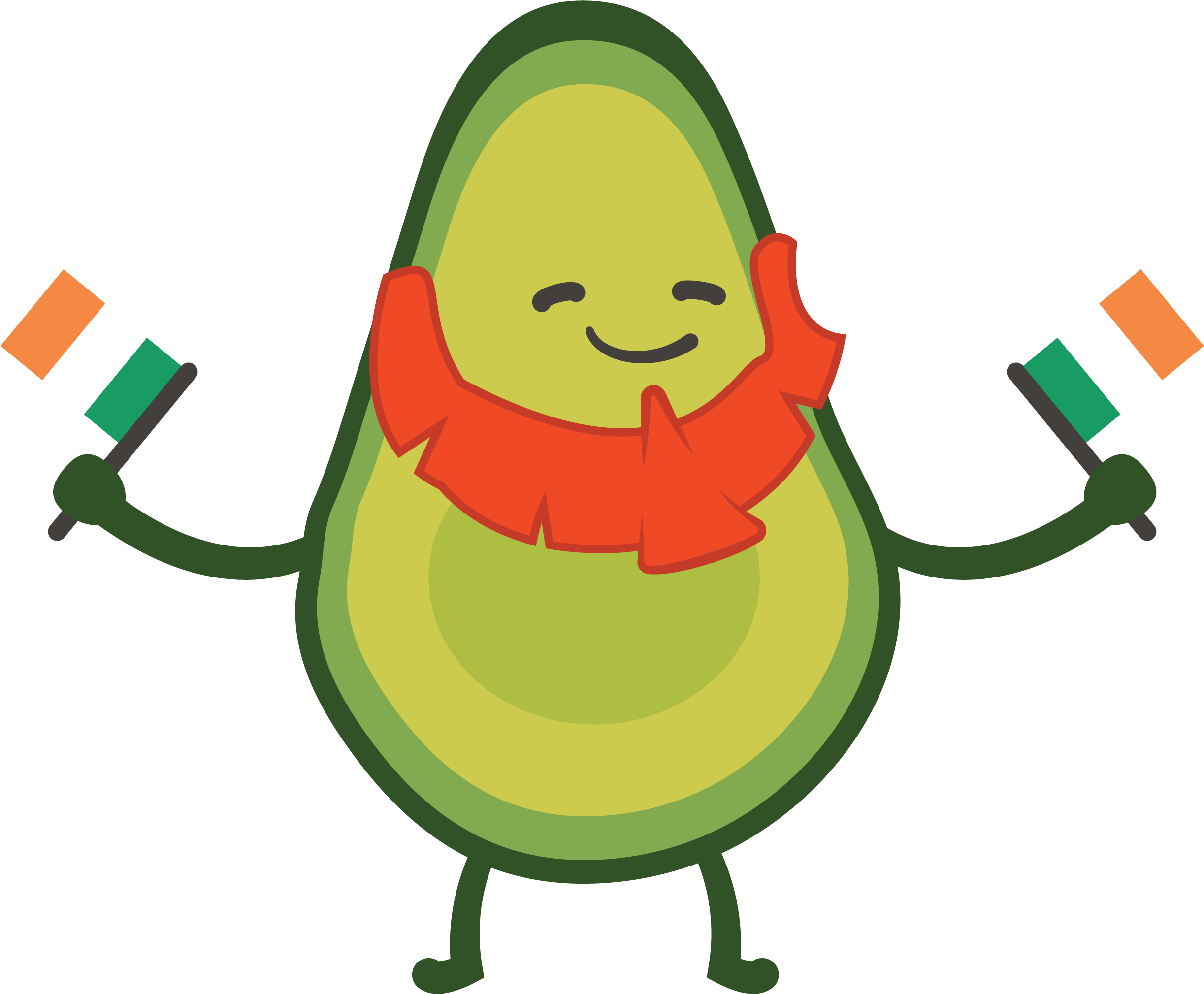 A Cartoon Avocado With A Scarf And A Red Scarf