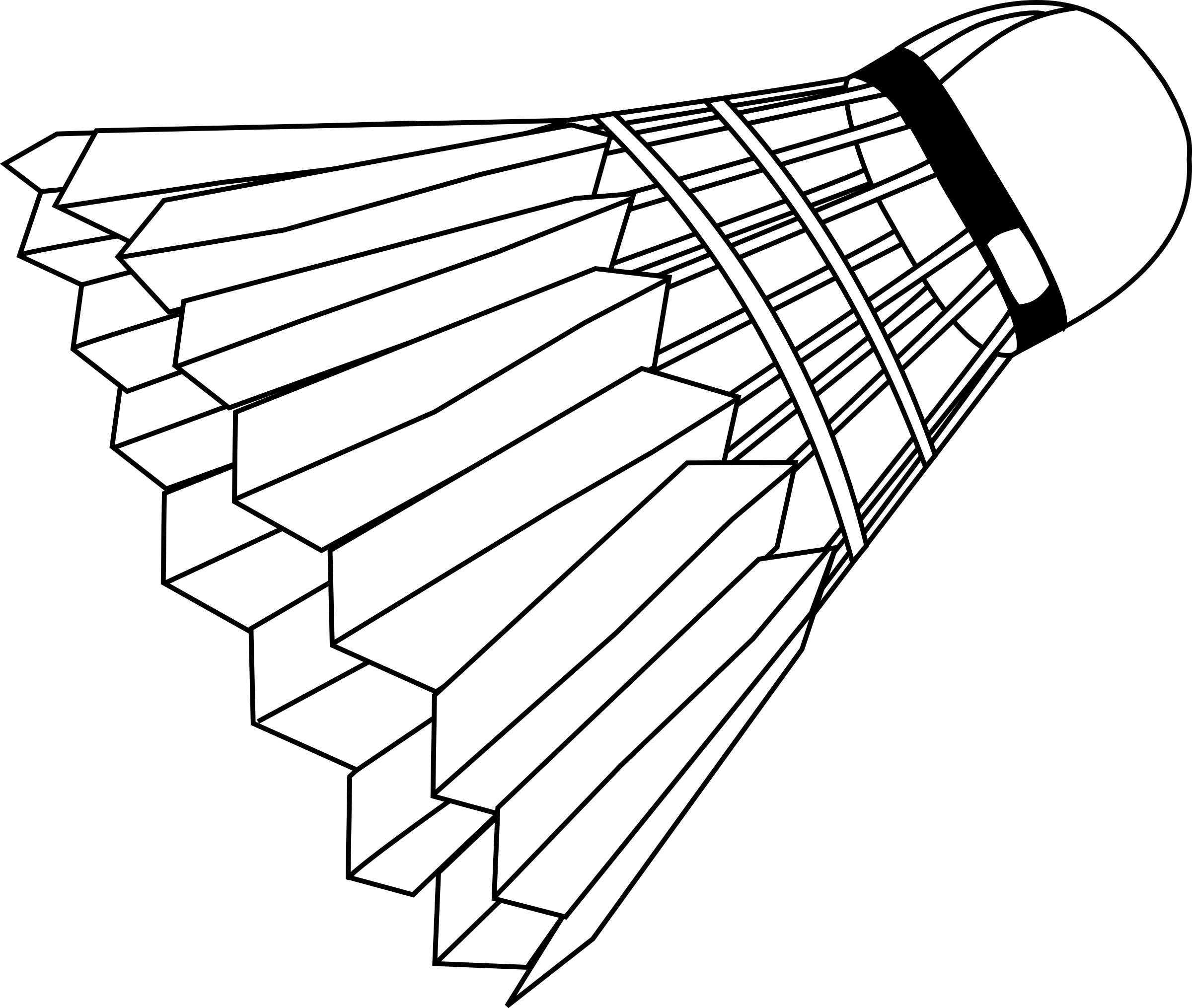 A Black And White Drawing Of A Shuttlecock