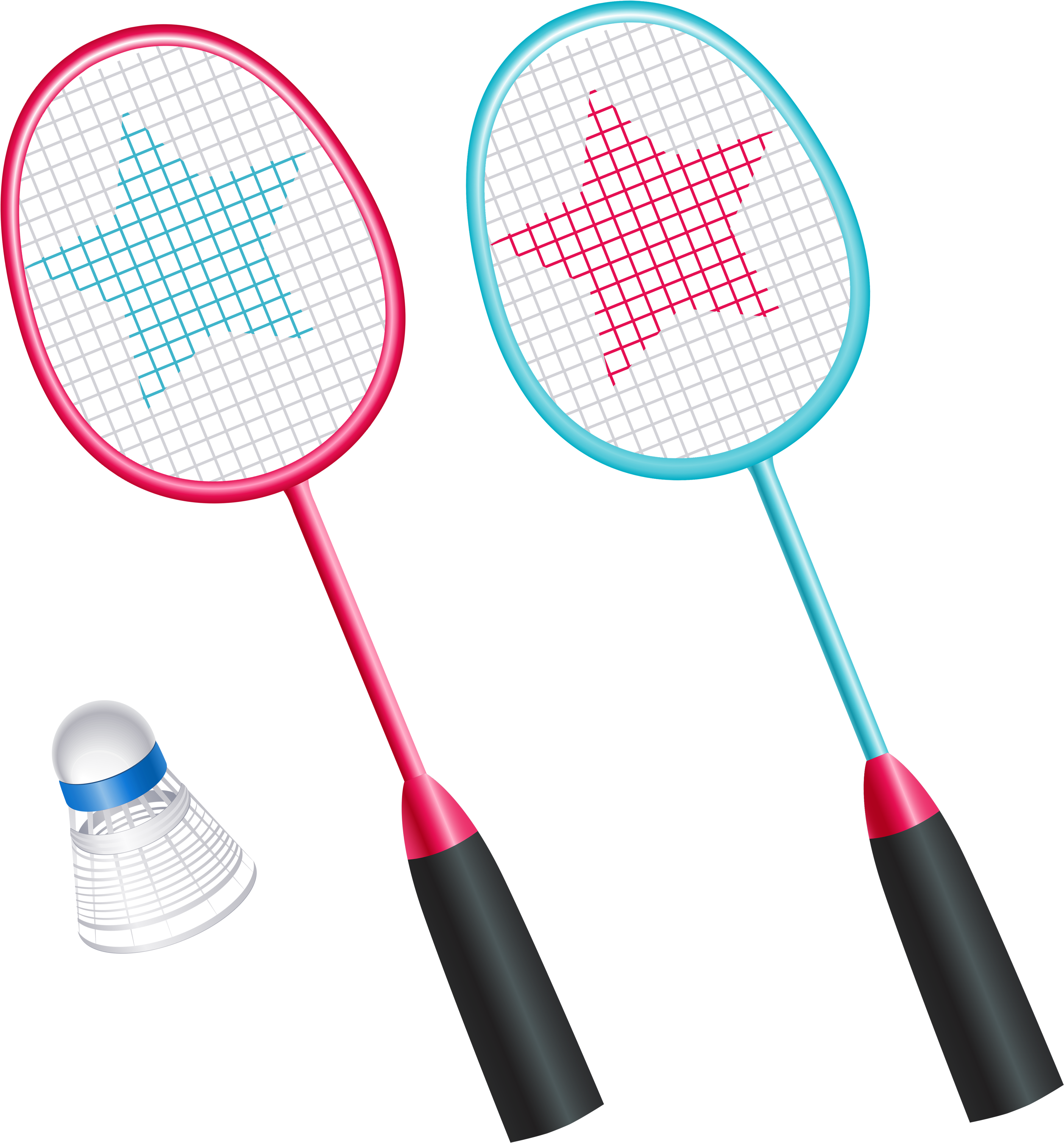 A Badminton Rackets And A Shuttlecock