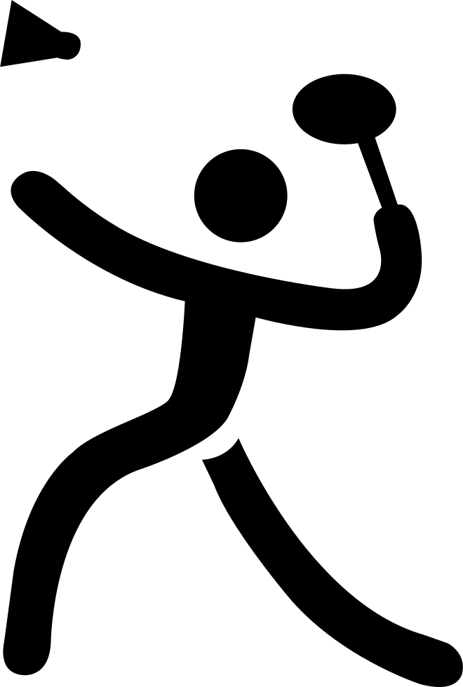 A Black And White Pictogram Of A Person With A Racket