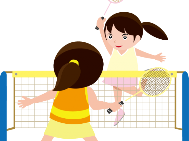 A Cartoon Of Girls Playing Badminton