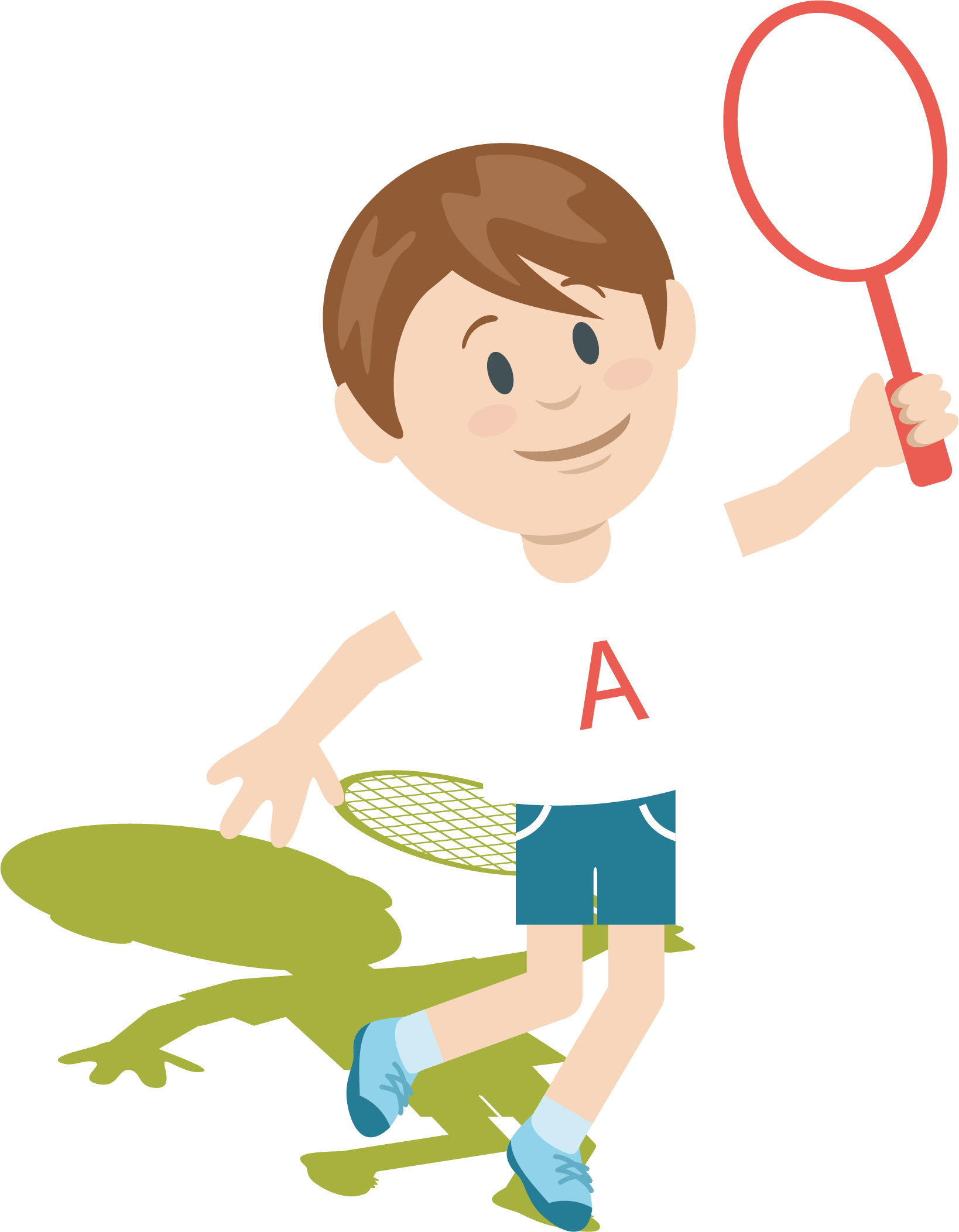 A Cartoon Of A Boy Holding A Tennis Racket