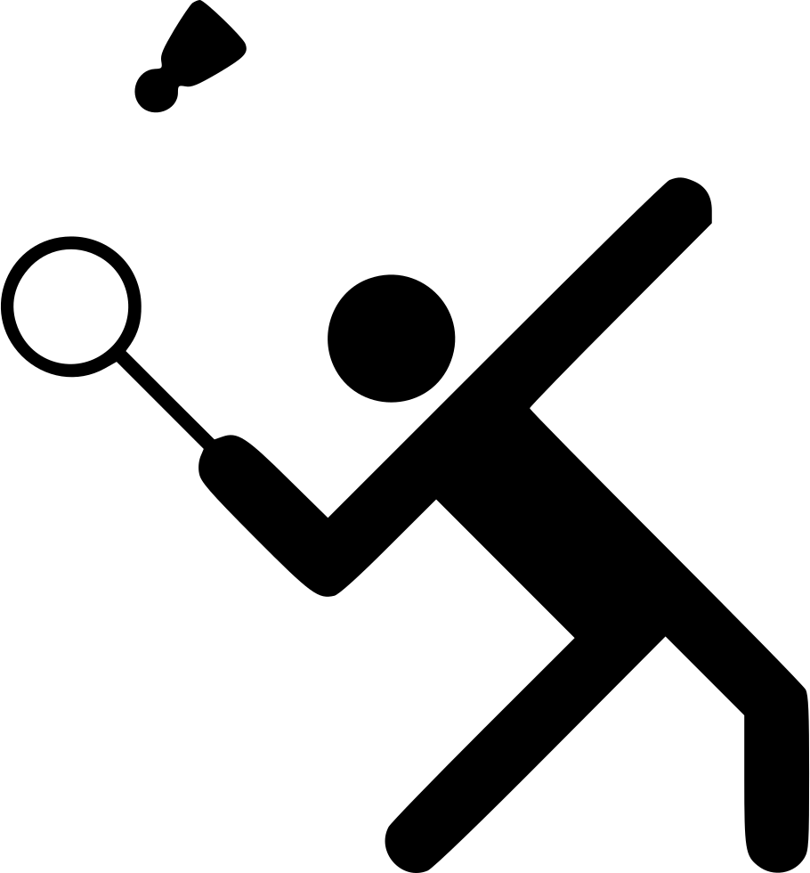 A Black And White Pictogram Of A Person Playing Badminton