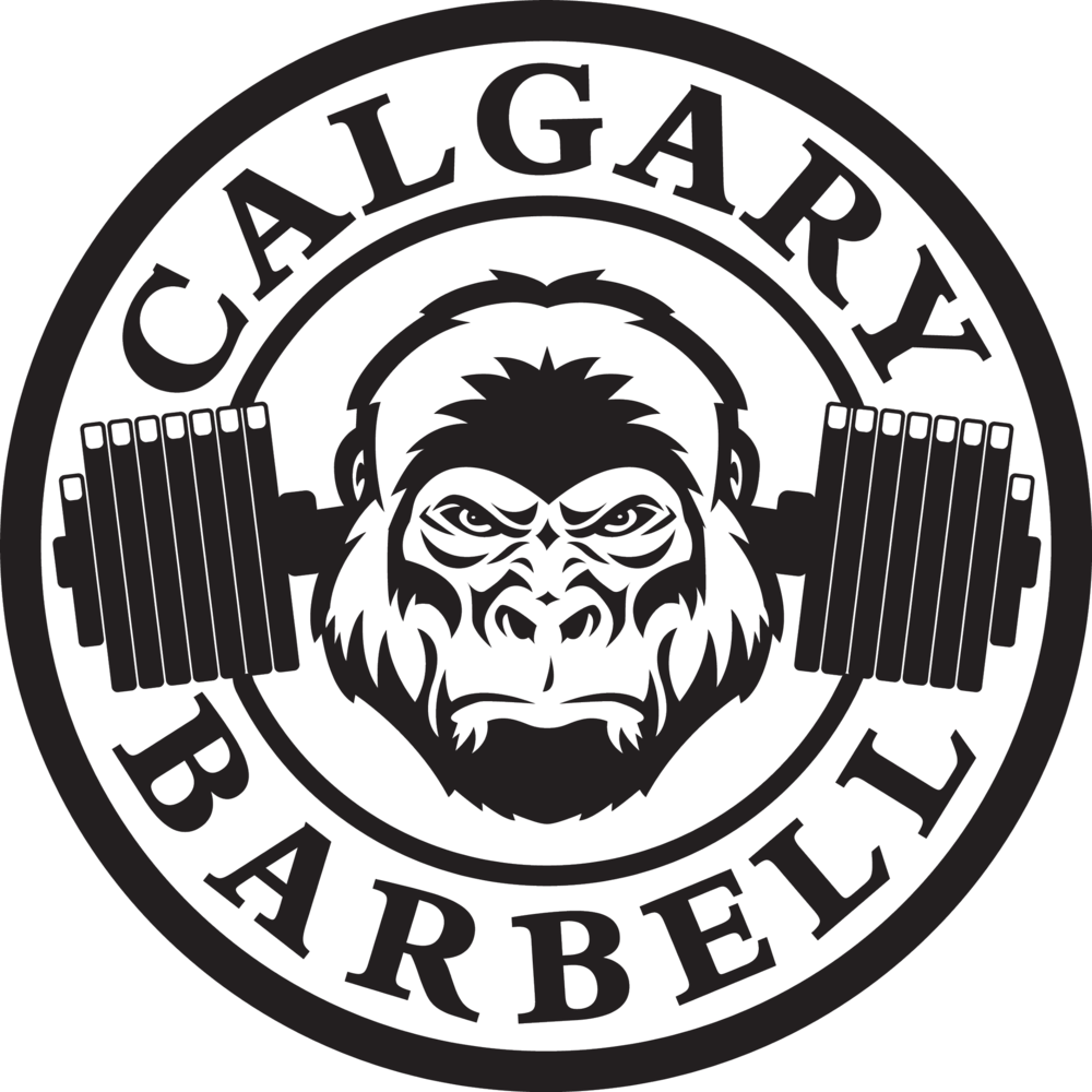 A Logo With A Gorilla Face And Weights
