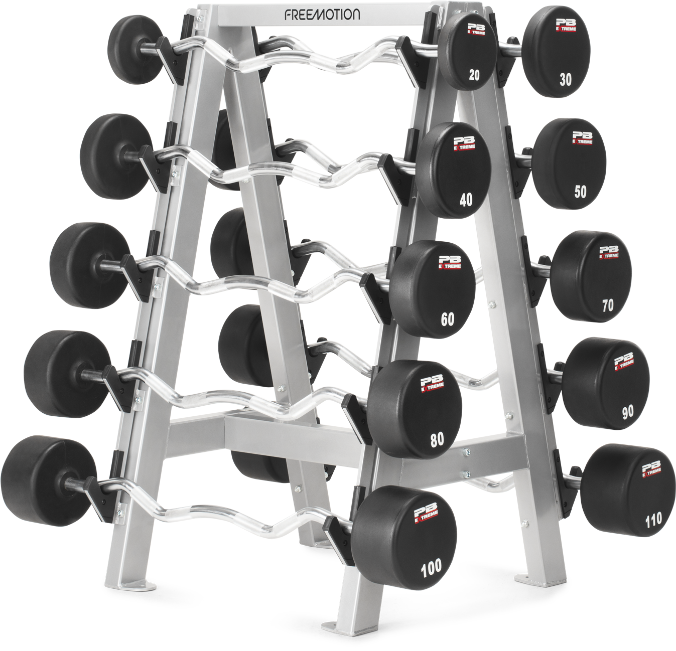 A Rack Of Weights With A Black Background