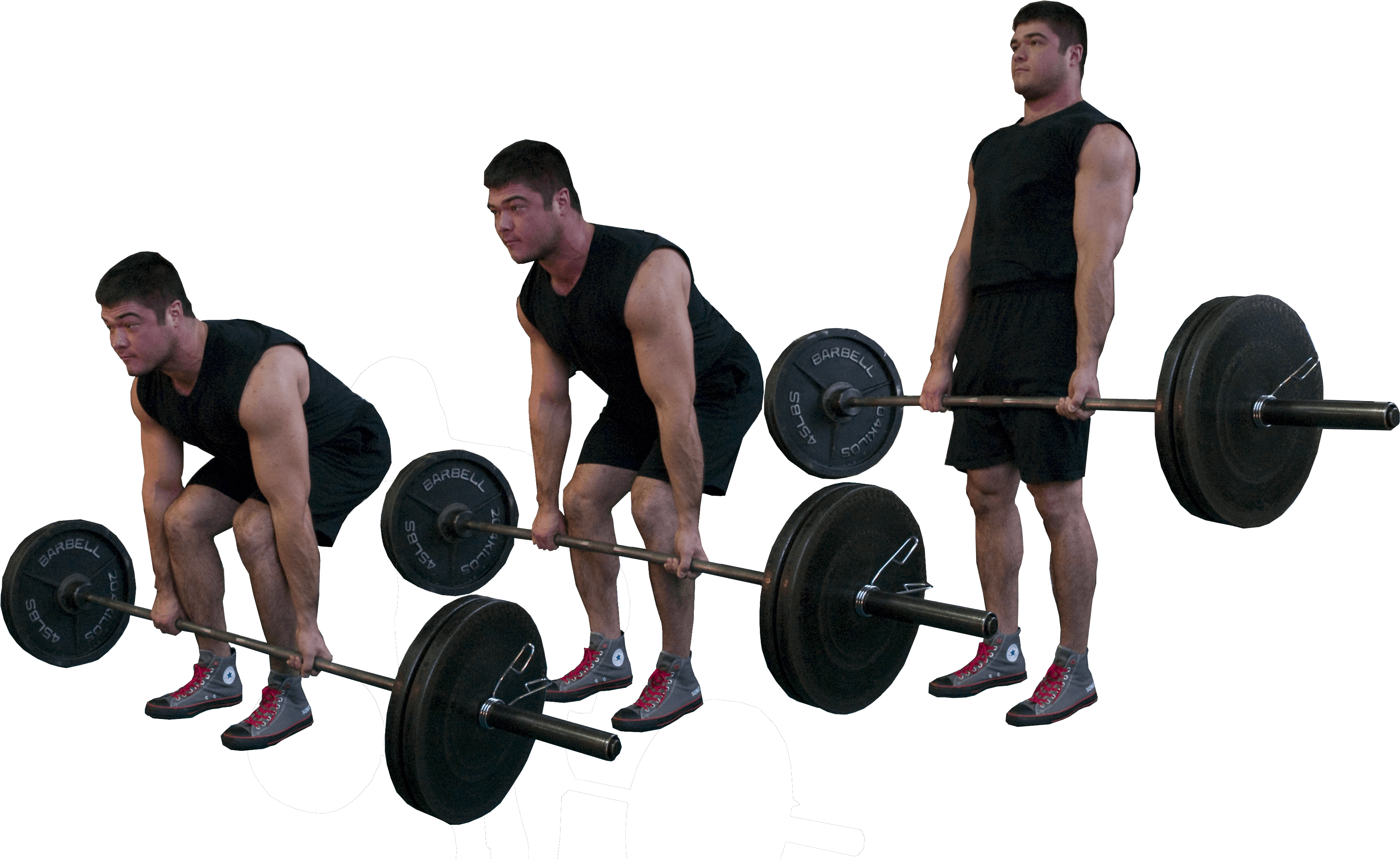 A Man Lifting Weights In A Row