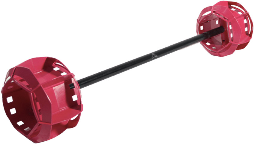 A Red Barbell With A Black Handle