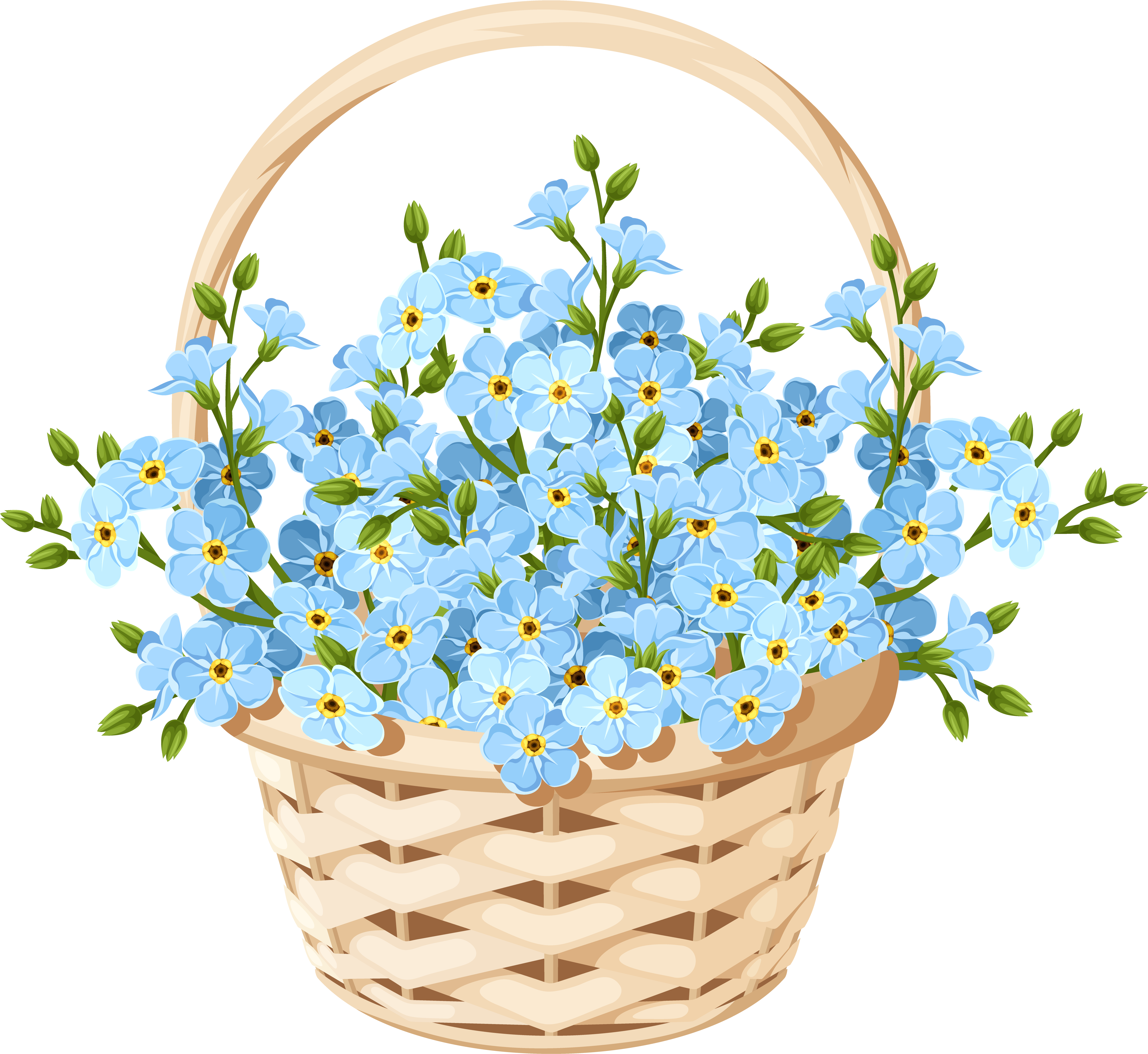 A Basket Of Blue Flowers