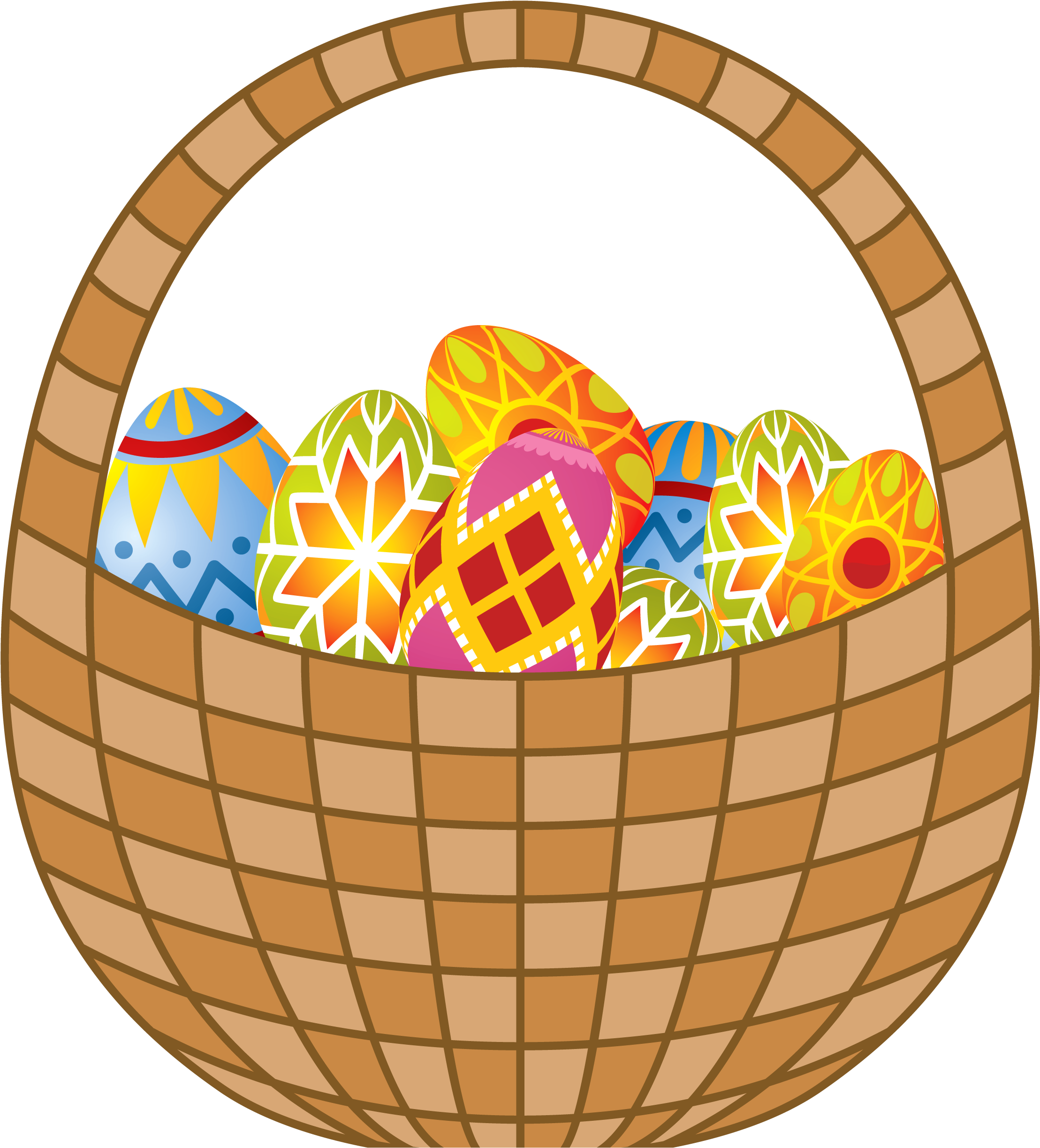 A Basket Of Eggs With Different Designs