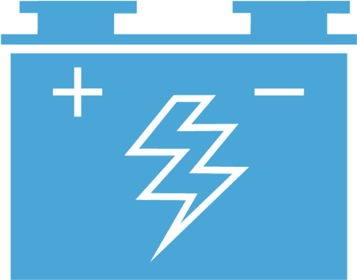 A Blue Battery With A Lightning Bolt And Plus Symbol