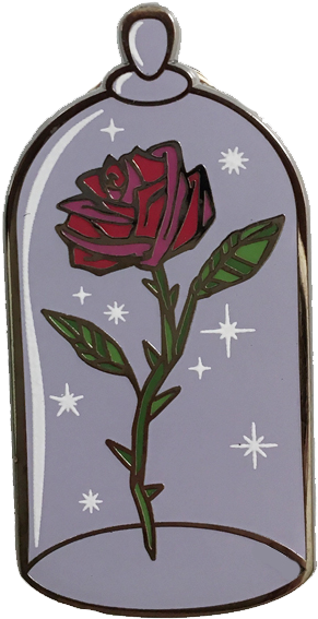 A Purple And White Rectangular Object With A Rose On It