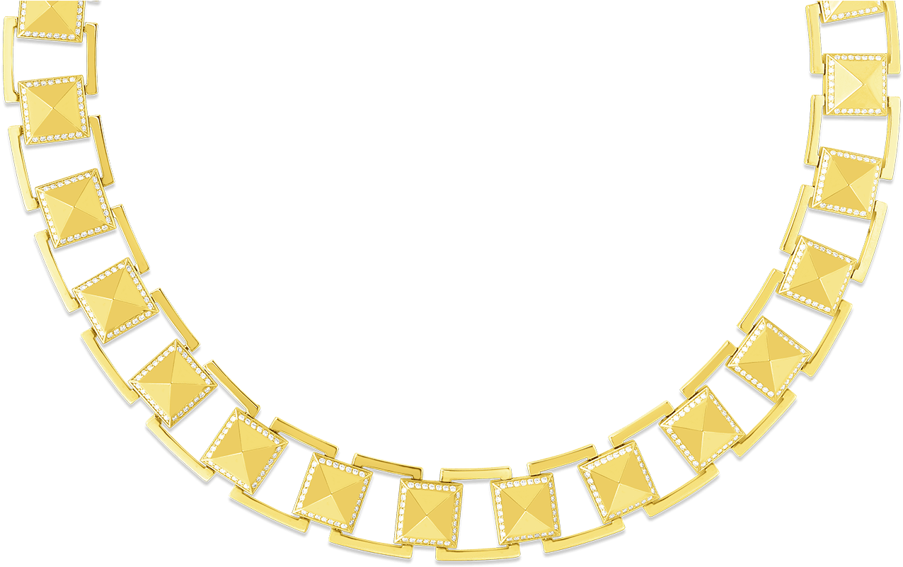 A Gold Necklace With Diamonds And Diamonds