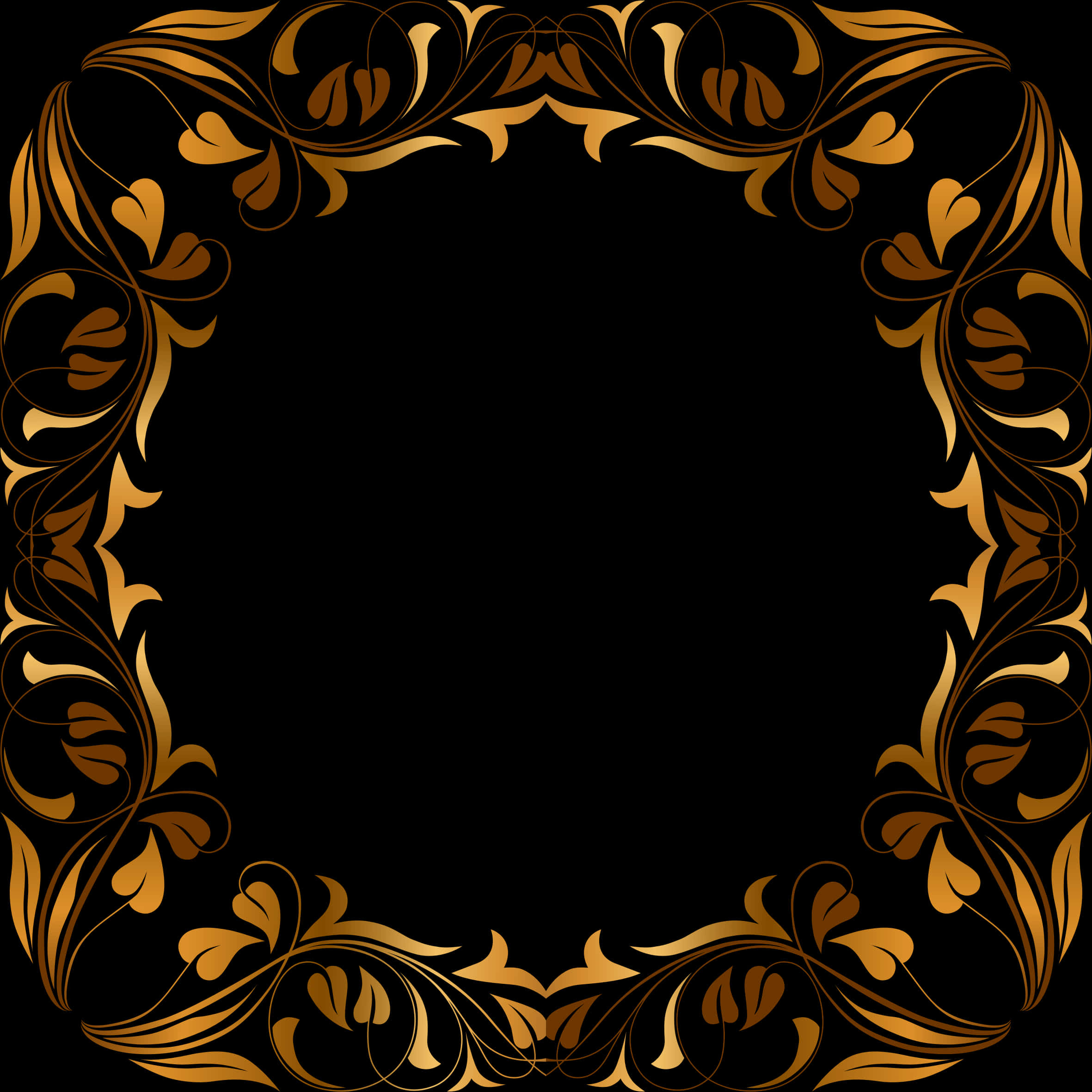 A Gold And Black Floral Frame