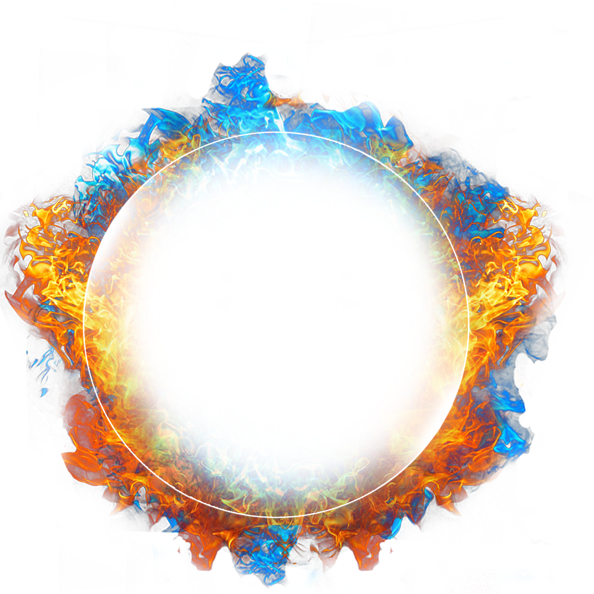 A Circle Of Fire With A White Line Around It