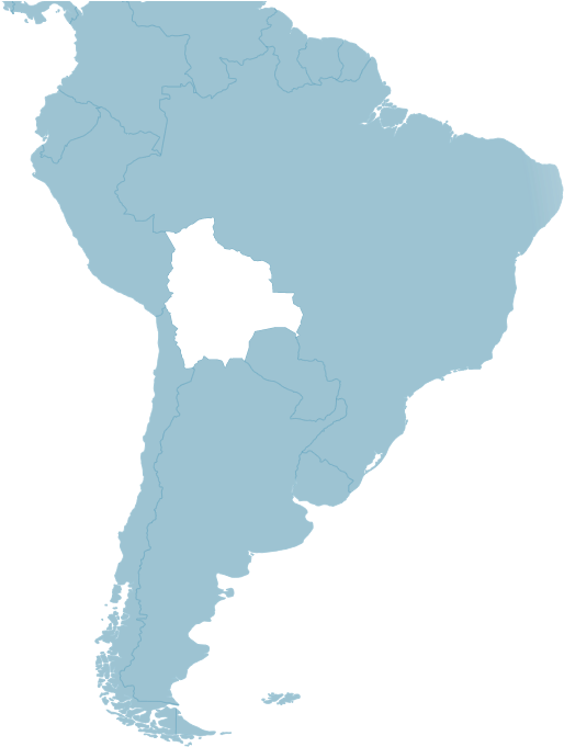 A Map Of South America With White Outline