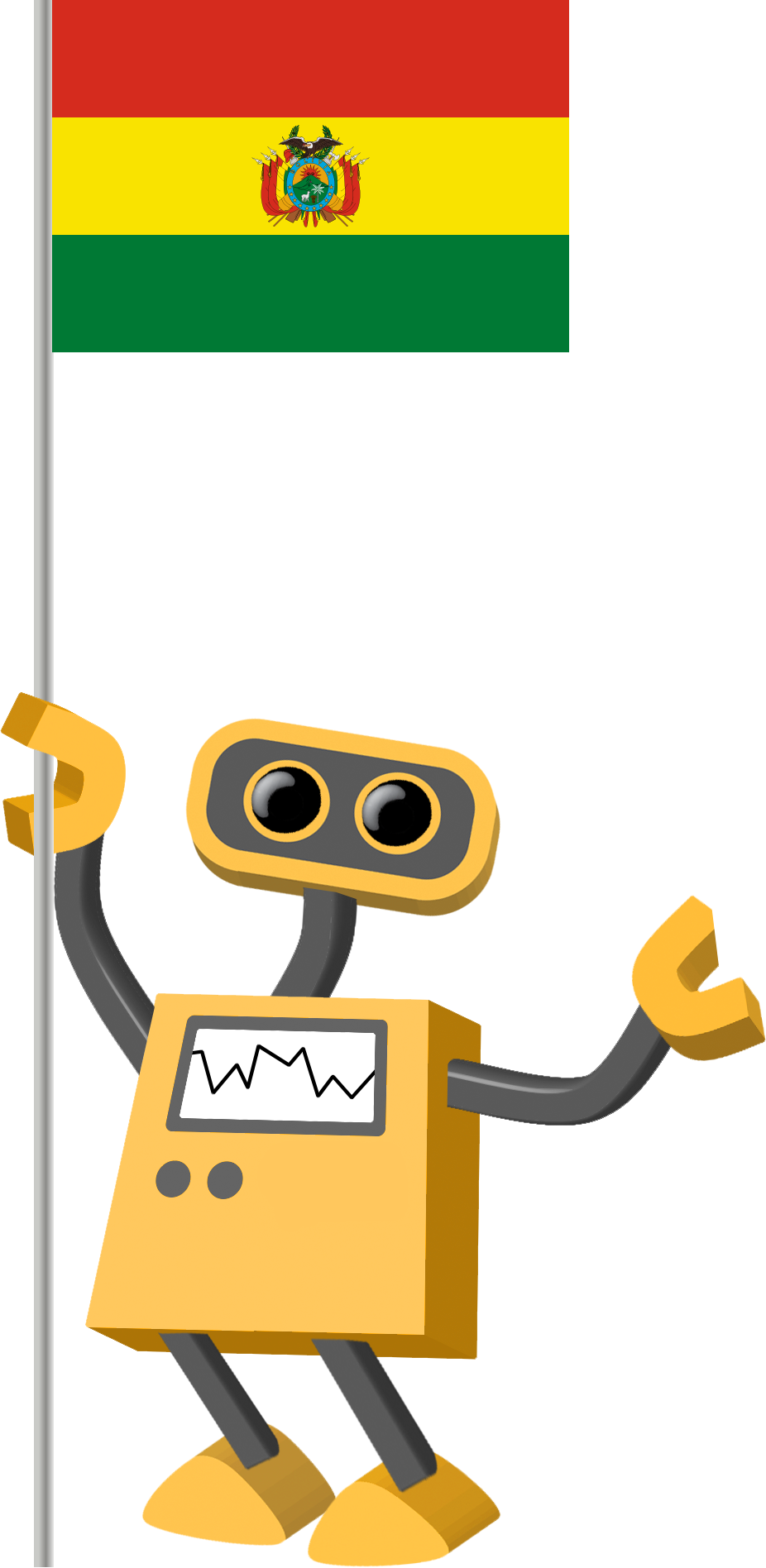 A Cartoon Robot Holding A Pole
