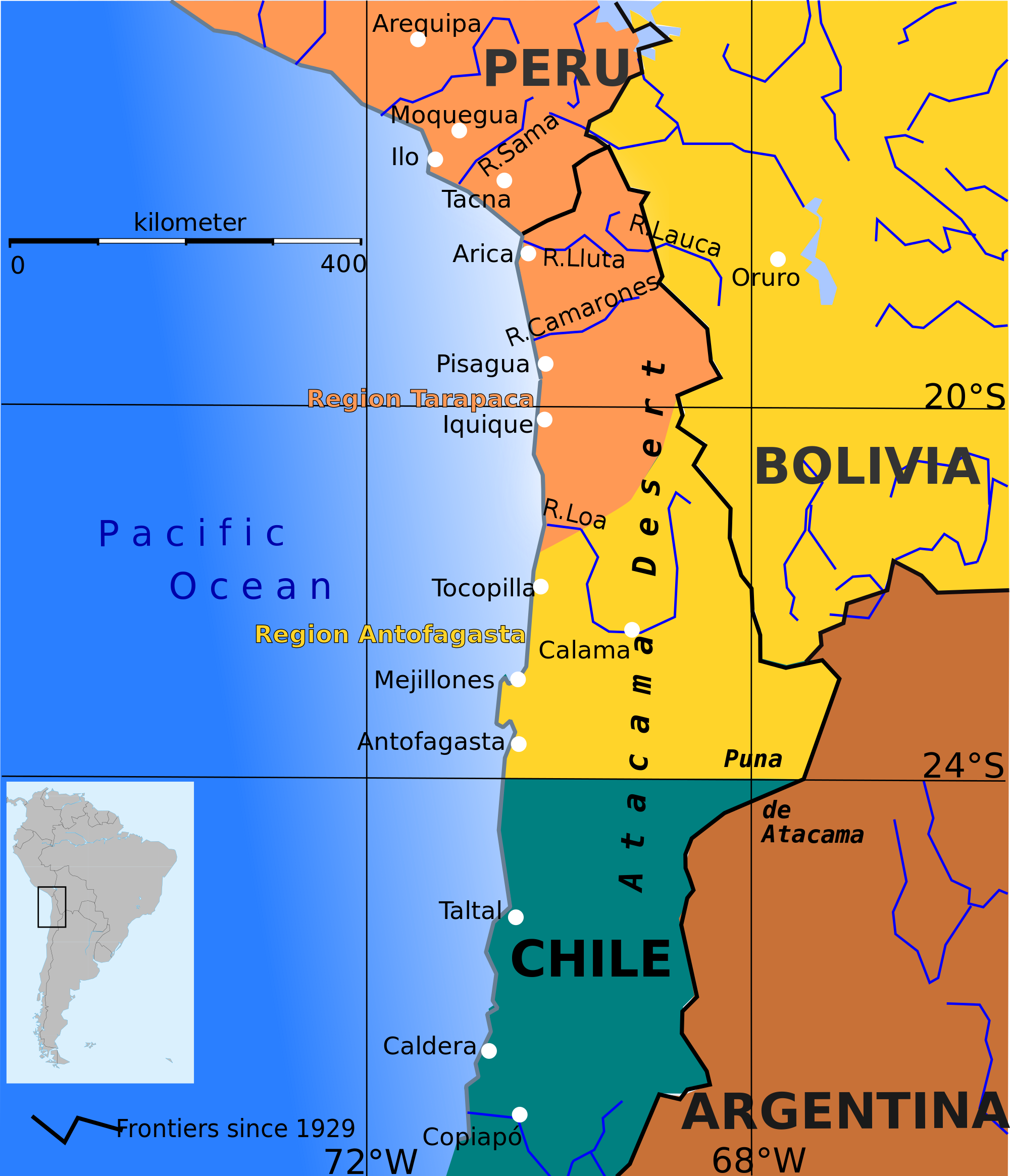 A Map Of The South America