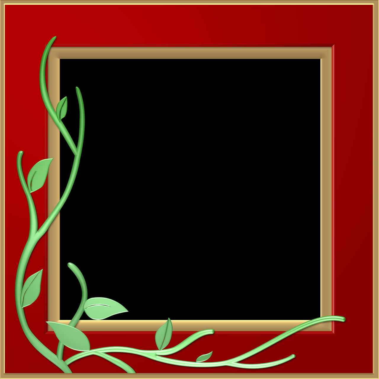 A Red Frame With Green Leaves