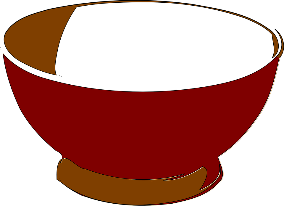 A Red Bowl With A Brown Base