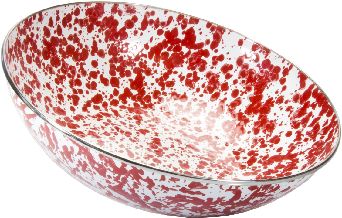 A Red And White Speckled Bowl