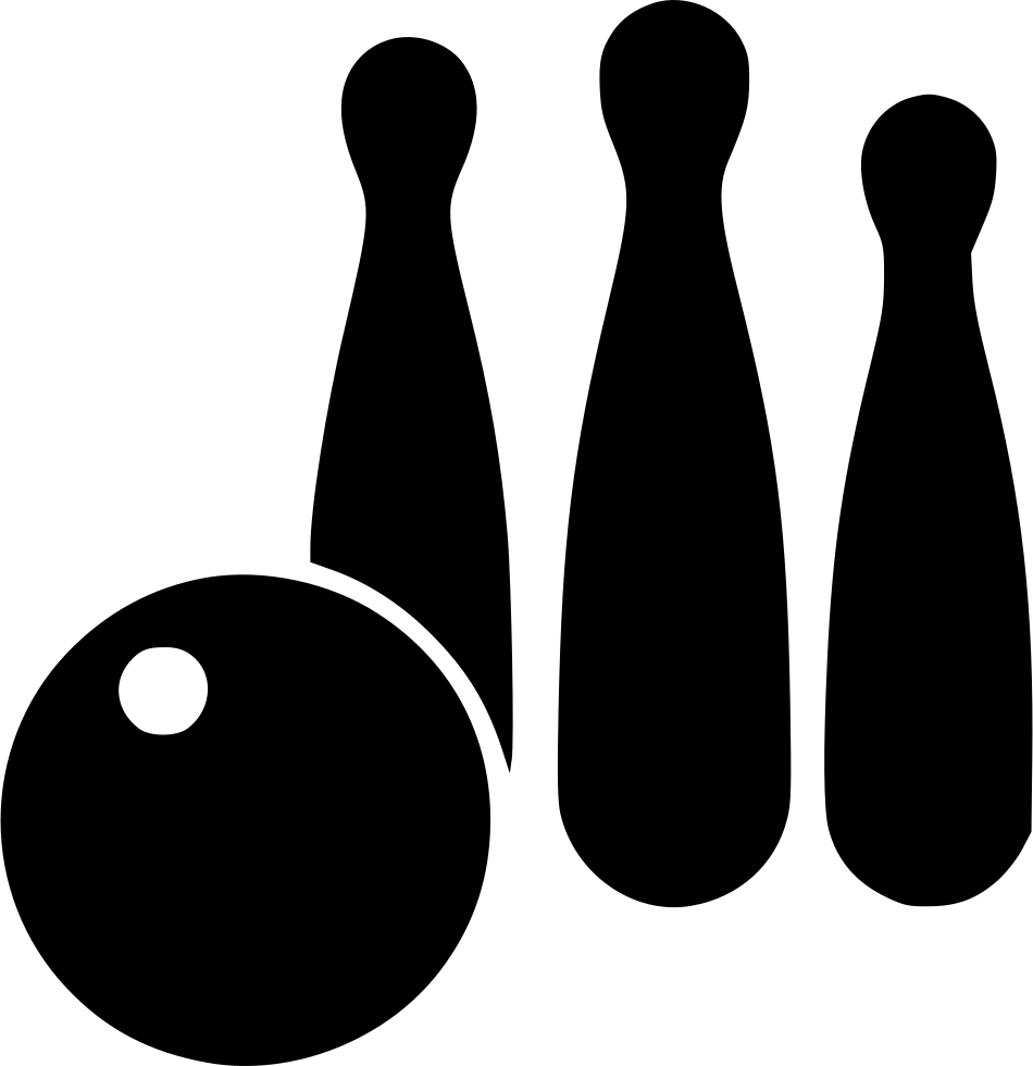 A Black And White Image Of Bowling Pins And A Ball