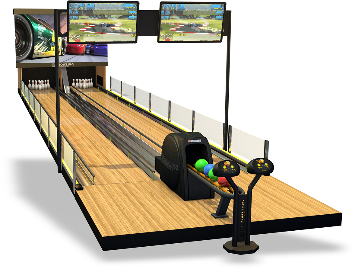 A Bowling Alley With A Bowling Ball And Bowling Pins