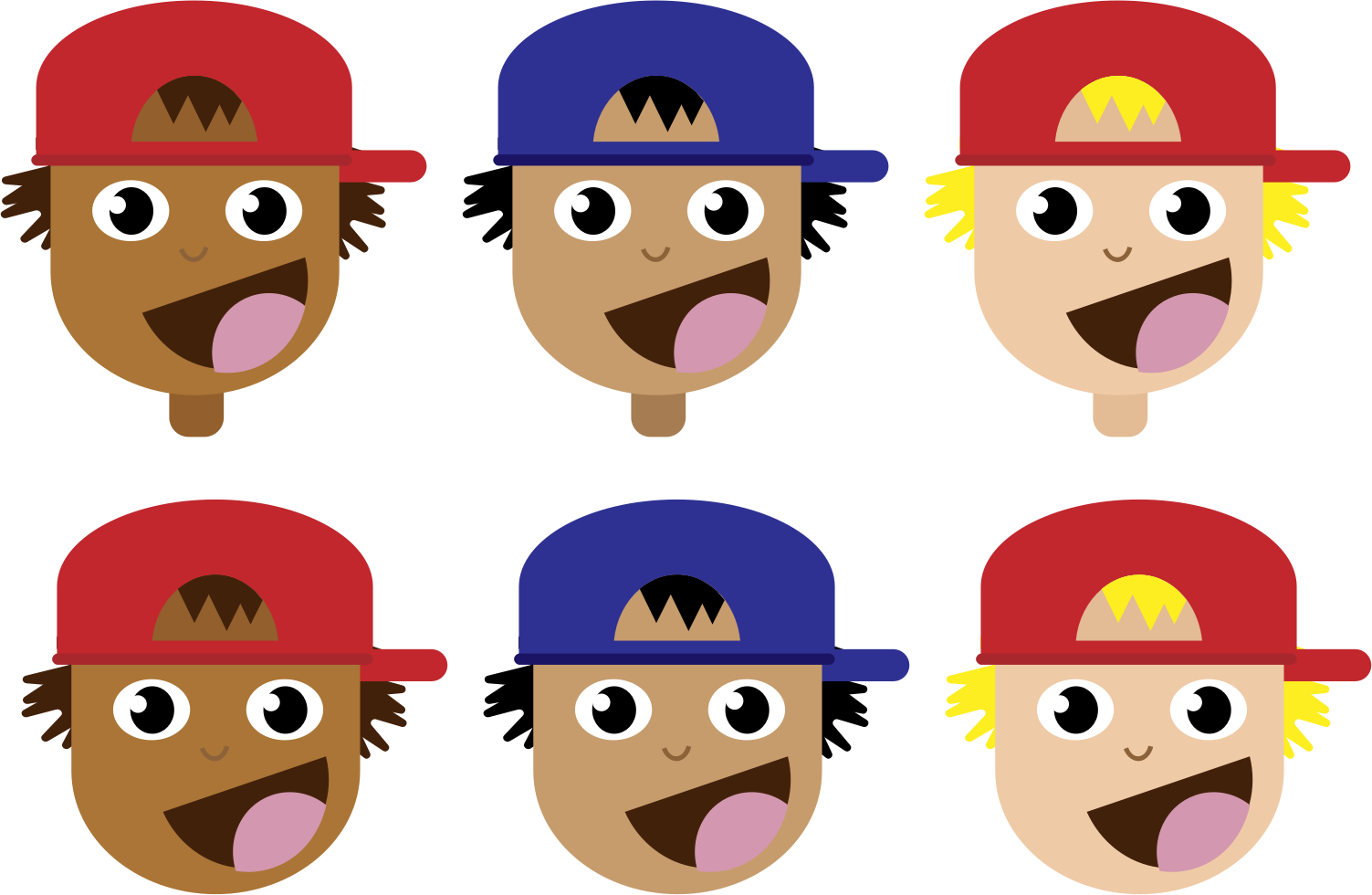 A Group Of Cartoon Faces