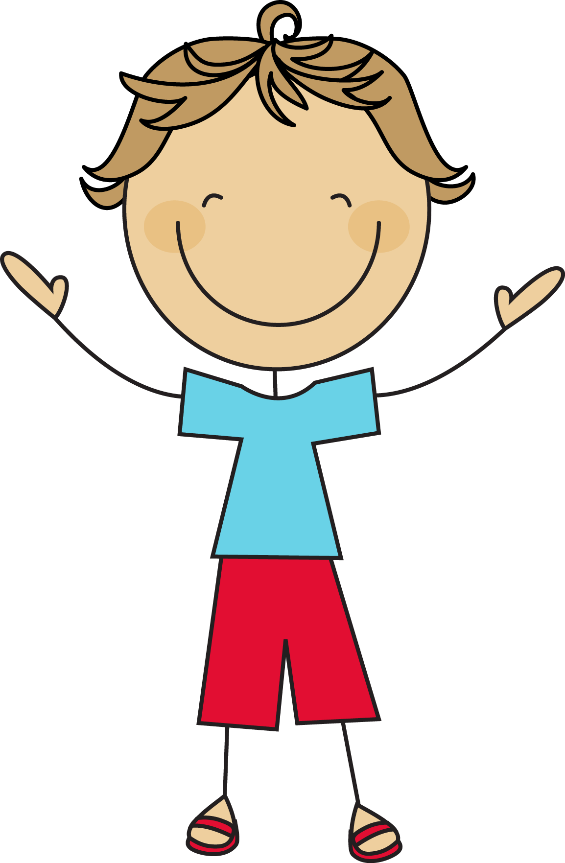 A Cartoon Of A Boy With Arms Up