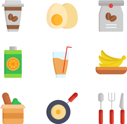 A Set Of Icons Of Food