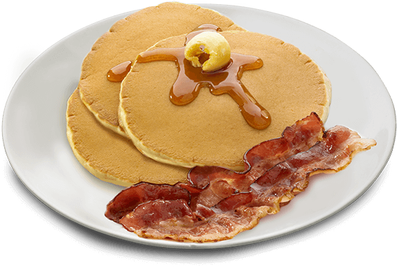 Pancakes With Butter And Bacon On A Plate