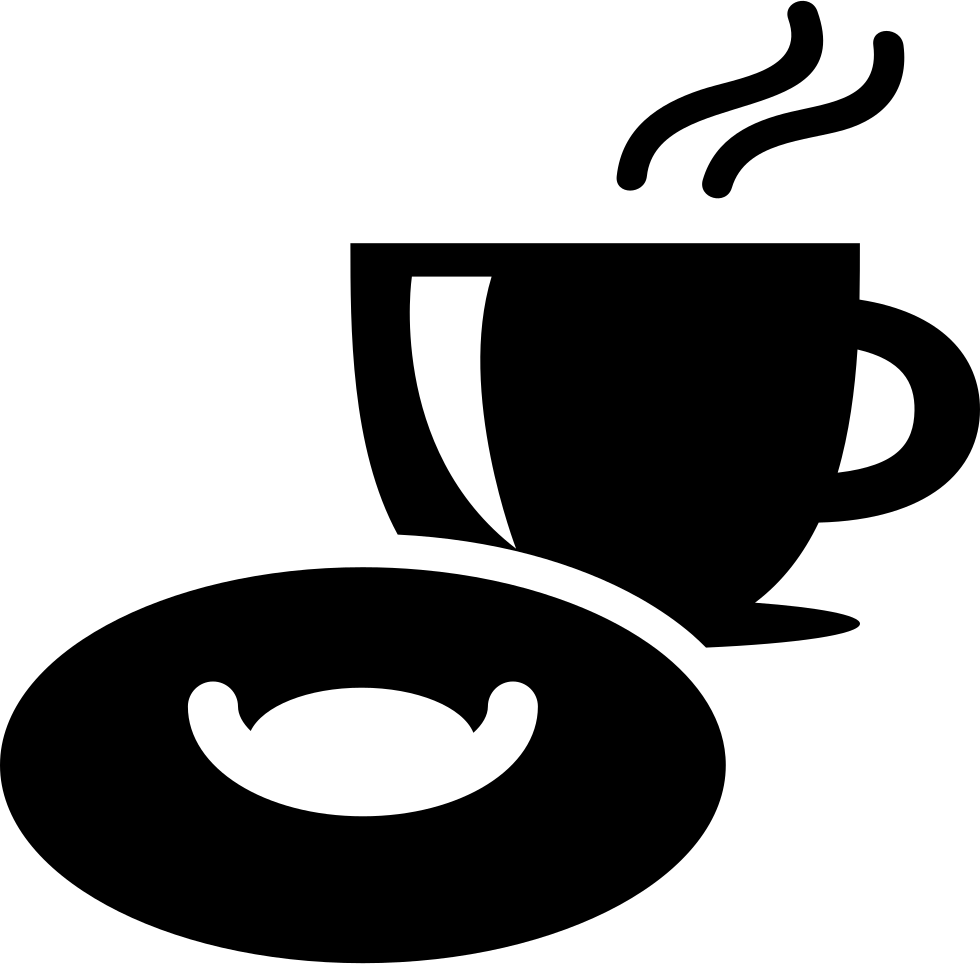 A Black And White Drawing Of A Coffee Cup And A Saucer