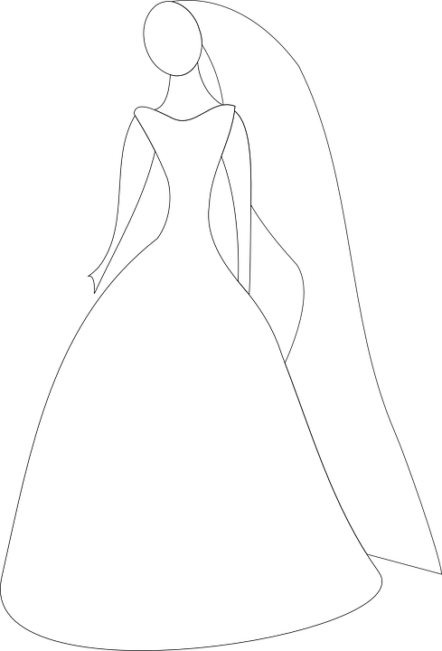A Black And White Drawing Of A Bride