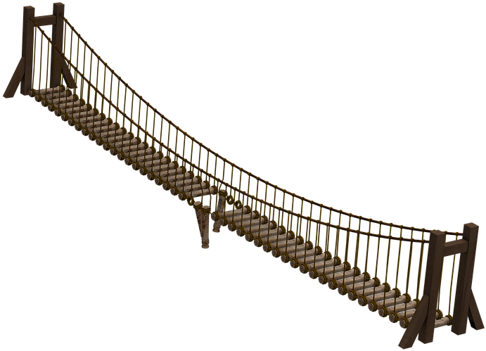 A Bridge With Ropes And Wooden Poles