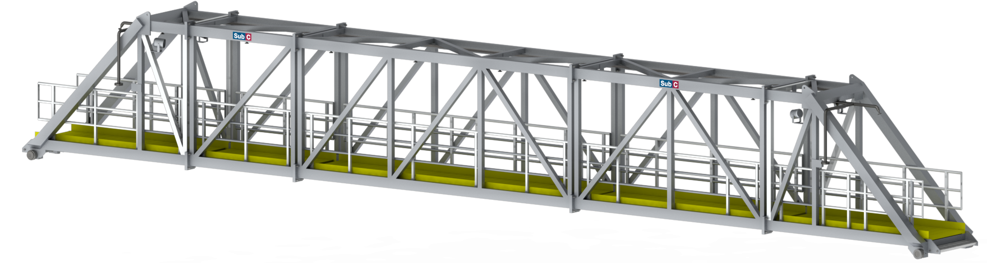 A White Bridge With A Yellow Platform