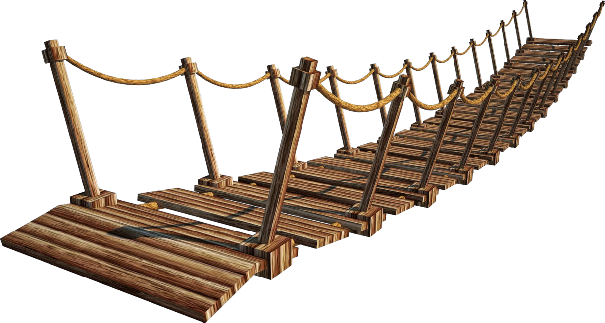 A Wooden Bridge With Ropes